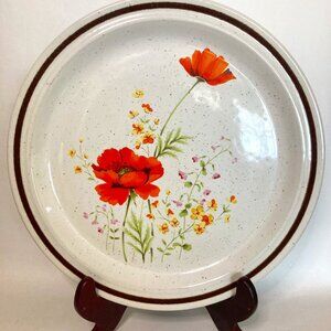 Haniwa Stone Fleur D'ete Round 12" Chop Plate Platter Poppies